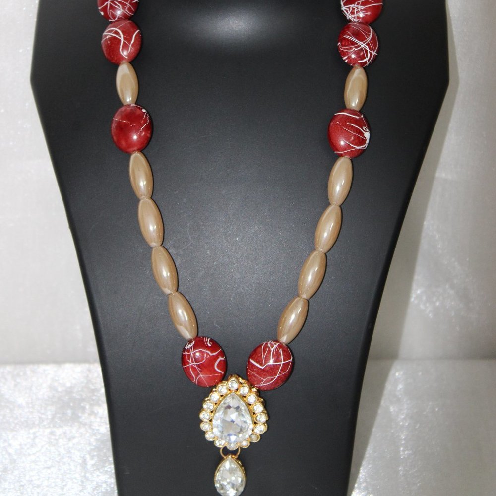 Kundan Red Beads Raani Haar - Picture 2 of 2